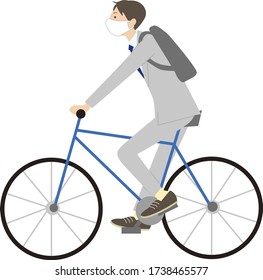 Male vectors commuting to work on a bicycle