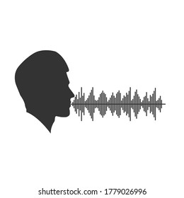 Male voice spectrum. Male head silhouette and voice spectrum. Vector illustration for theme design isolated on white background