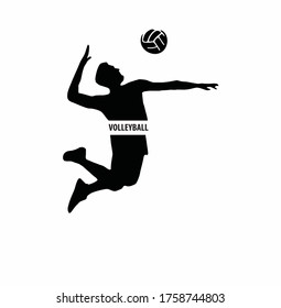 Black Silhouette Girl Volleyball Player Jumping Stock Vector (Royalty ...