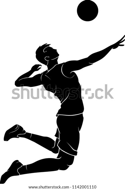 Male Volleyball Mid Air Silhouette Stock Vector (Royalty Free) 1142001110