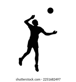 male volleyball player icon doing smash
