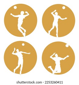 male volleyball player icon doing smash
