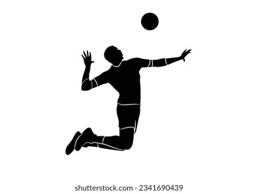 Male volleyball player in a jumping position vector illustration volleyball player silhouette abstract