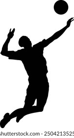 Male Volleyball Player Silhouette Isolated on White Background. Vector Illustration.