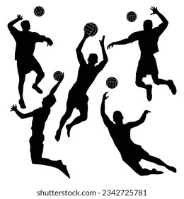 Male volleyball Player Silhouettes Vector Illustration