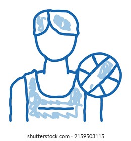 Male Volleyball Player sketch icon vector. Hand drawn blue doodle line art Male Volleyball Player sign. isolated symbol illustration