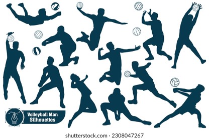 Male Volleyball Player Sports silhouettes vector Illustration