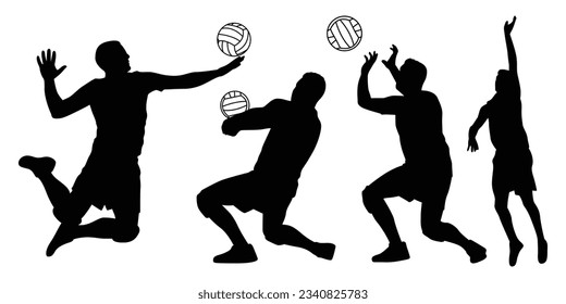 Male Volleyball Player Sports silhouettes vector Illustration