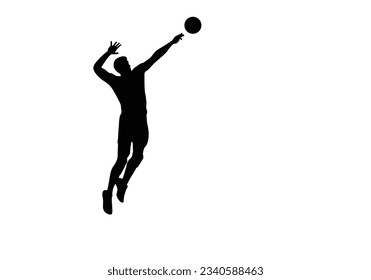 male volleyball players in jumping slaps. vector illustration volleyball player silhouette abstract