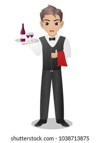 Male Waiter Serving Wine