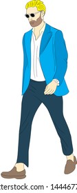 Male walking wtih casual style vector character design