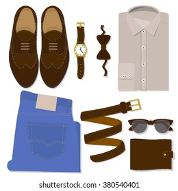 Male wardrobe vector icon set