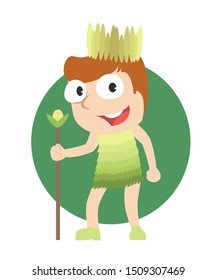 male wearing grass costume vector illustration