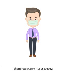 male wearing protection mask vector