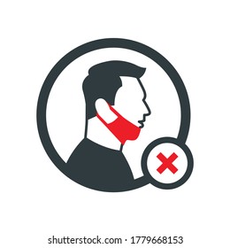 Male wearing red medical face mask. Vector icon