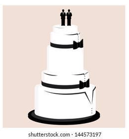 Male Wedding Cake With Black Bow Ties