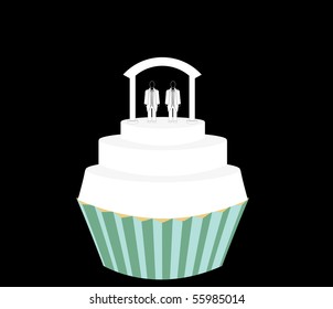 Male wedding cupcake - vector
