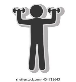 Male weights gym , isolated flat icon with black and white colors.