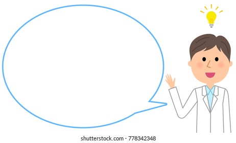 The male of the white coat, blank text bubble,Balloon