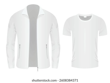 Male  white jacket. vector illustration and t shirt