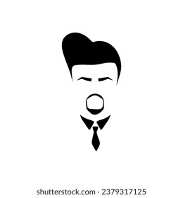 Male white profile with vintage hair tie and mustache template. Retro character 20s with old style for masquerade and designer vector avatar