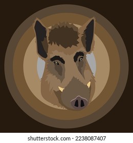 male wild boar is presented only his head as logo