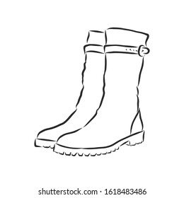 Male winter boots, vector sketch illustration 