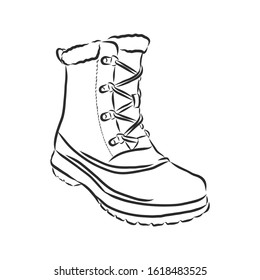 Male winter boots, vector sketch illustration 