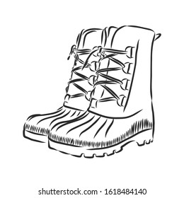 Male winter boots, vector sketch illustration 