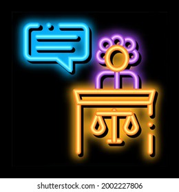 Male Witness Law And Judgement neon light sign vector. Glowing bright icon sign. transparent symbol illustration