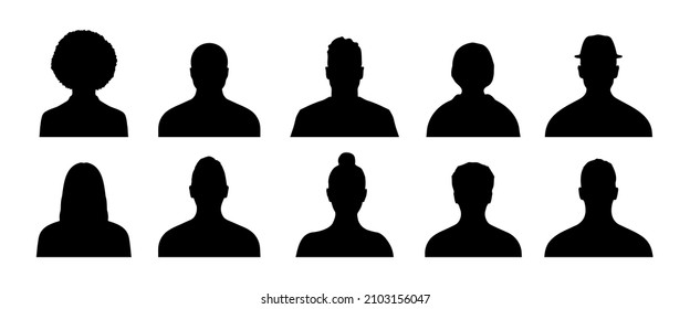 Male and Woman face avatar profile silhouette in vector format