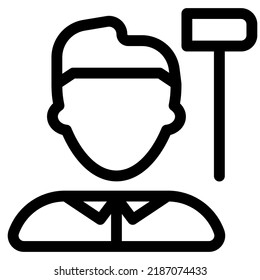 Male woodball player with mallet