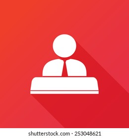 Male Worker Behind A Desk Icon