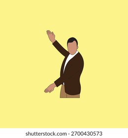Ilustração do vetor da apresentação do trabalhador masculino do negócio. Cena da apresentação, análise de dados
