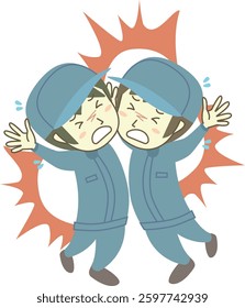 A male worker colliding with another worker