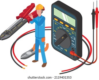 Male worker doing electrical work