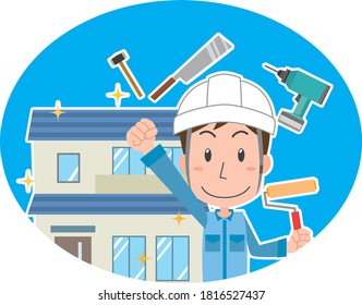 Male worker doing home repair and maintenance