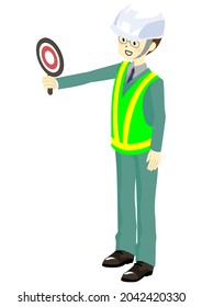 Male worker giving the correct answer sign, isometric illustration.