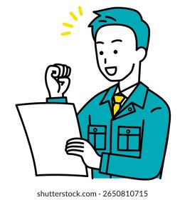 Male worker is happy to see documents