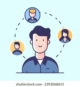 Male worker with his relation on social media