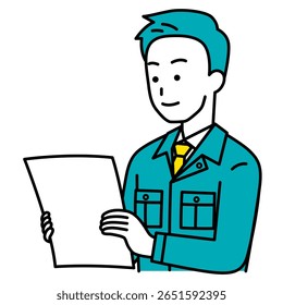 Trabalhador masculino olhando documentos