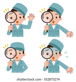 Male worker looking into the loupe