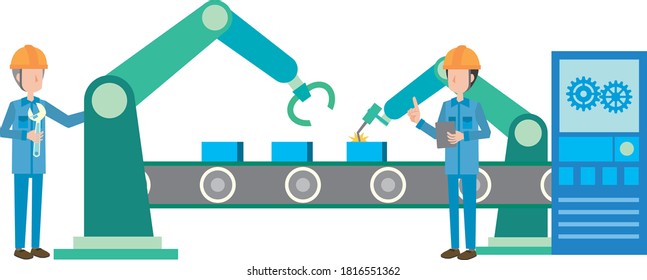 Male worker operating a machine in a factory