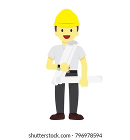 Male Worker With Planning Papers Vector Illustration Graphic