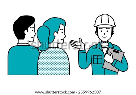 Male worker proposing to a young couple