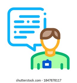 Male Worker Talk Icon Vector. Outline Male Worker Talk Sign. Isolated Contour Symbol Illustration