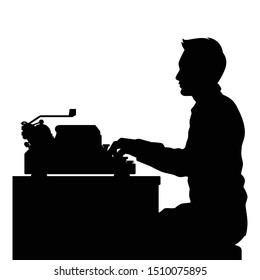 Male worker with typewriter silhouette vector