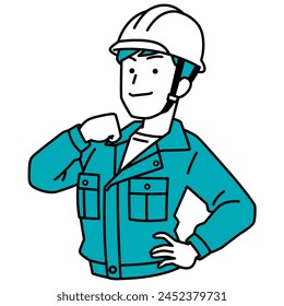 A male worker who holds out his chest