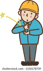 A male worker who inspires and claps his hands