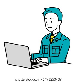 Male worker working on a laptop